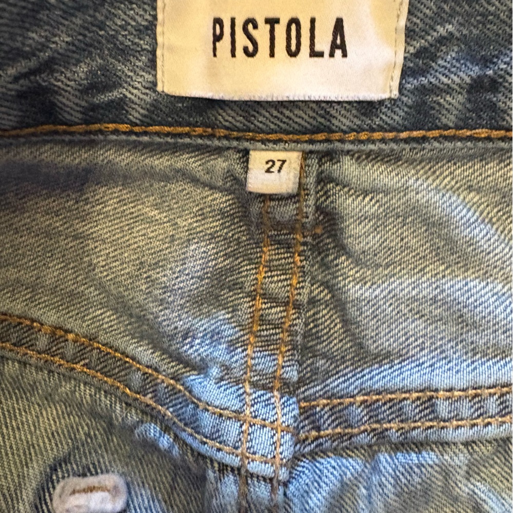Pistola $148 Eden High Rise Mom Kick Straight Distressed Jeans Koi 28/6 - Picture 9 of 13
